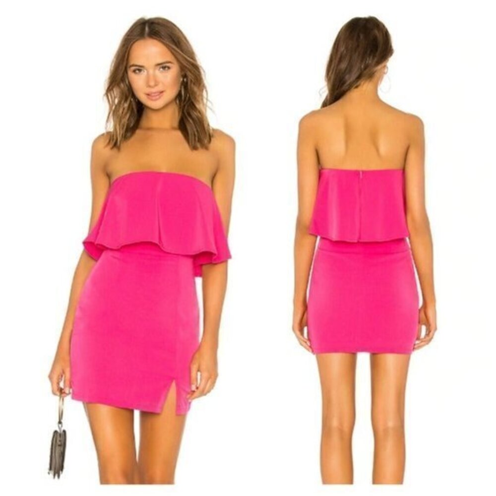 Superdown Catalina Ruffle Tube Mini Dress - Hot Pink